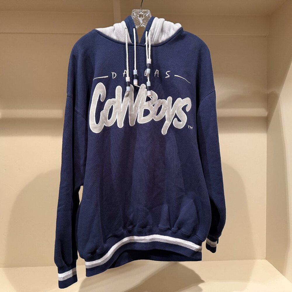 Vintage Dallas Cowboys Sweatshirt Mens Size Large Starter Double Hood Hoodie